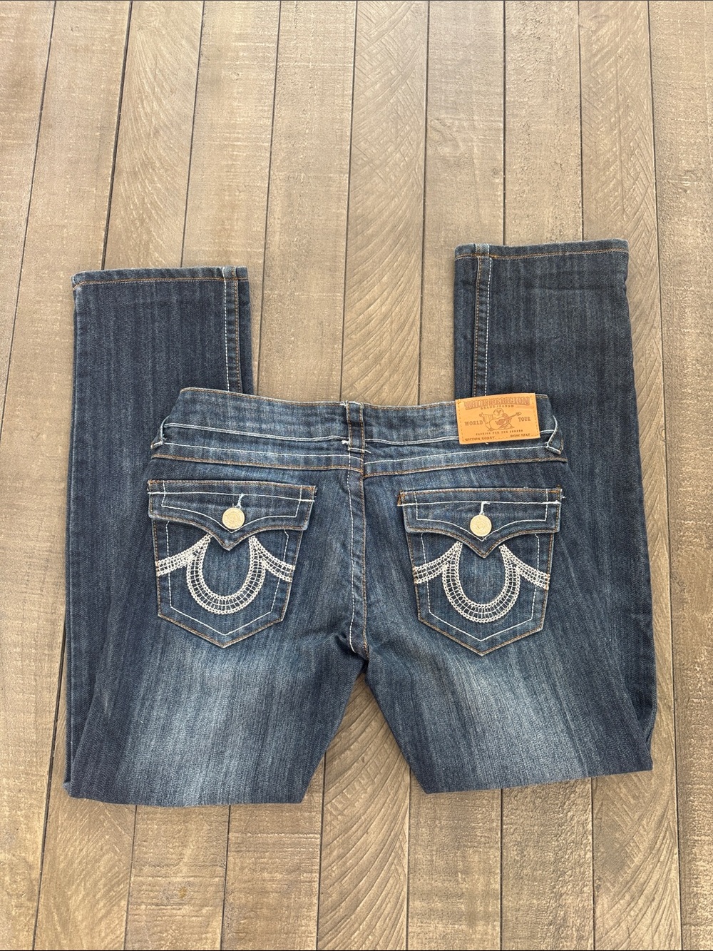 True Religion Dark Blue Jeans with Embroidered Back Pockets